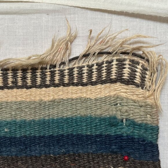 Vintage Navajo Mexican Southwest Wool Hand Woven Blanket Rug 24 x 55 + Fringe - Picture 9 of 11